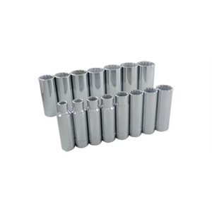 GRAY TOOLS 35315 - 15 PIECE 1 / 2" DRIVE 12 POINT SAE, DEEP CHROME SOCKET SET, 3 / 8" - 1-1 / 4"