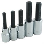 GRAY TOOLS 35605 - 5 PIECE 1 / 2" DRIVE SAE, CHROME HEX HEAD SOCKET SET, 5 / 16" - 9 / 16"