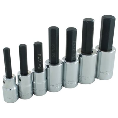 GRAY TOOLS 35607 - 7 PIECE 1 / 2" DRIVE SAE, CHROME HEX HEAD SOCKET SET, 5 / 16" - 3 / 4"