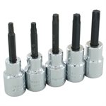 GRAY TOOLS 35705 - 5 PIECE 1 / 2" DRIVE TORX HEAD, CHROME SOCKET SET, T27 - T50