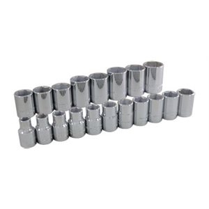 GRAY TOOLS 39019 - 19 PIECE 1 / 2" DRIVE 6 POINT METRIC, STANDARD CHROME SOCKET SET, 10MM - 28MM