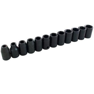 GRAY TOOLS 39062 - 12 PIECE 1 / 2" DRIVE 6 POINT METRIC, STANDARD IMPACT SOCKET SET, 8MM - 19MM