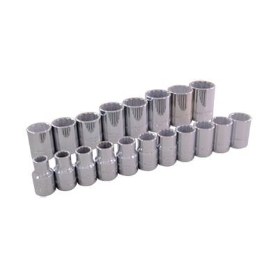 GRAY TOOLS 39119 - 19 PIECE 1 / 2" DRIVE 12 POINT METRIC, STANDARD CHROME SOCKET SET, 10MM - 28MM