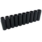 GRAY TOOLS 39260 - 10 PIECE 1 / 2" DRIVE 6 POINT METRIC, DEEP IMPACT SOCKET SET, 13MM - 22MM