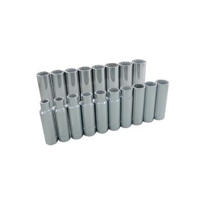 GRAY TOOLS 39318 - 18 PIECE 1 / 2" DRIVE 12 POINT METRIC, DEEP CHROME SOCKET SET, 10MM - 27MM