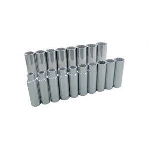 GRAY TOOLS 39318 - 18 PIECE 1 / 2" DRIVE 12 POINT METRIC, DEEP CHROME SOCKET SET, 10MM - 27MM