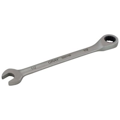 GRAY TOOLS 500118 - 9 / 16" COMBINATION FIXED HEAD RATCHETING WRENCH, STAINLESS STEEL FINISH