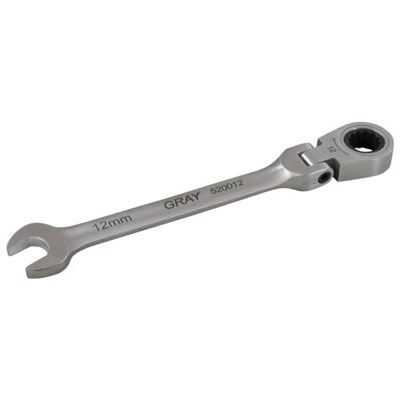 GRAY TOOLS 520018 - 18MM COMBINATION FLEX HEAD RATCHETING WRENCH, STAINLESS STEEL FINISH