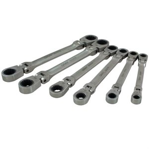 GRAY TOOLS 59806A - ENSEMBLE DE 6 CLÉS DOUBLES À TÊTE ARTICULÉE À CLIQUET MÉTRIQUES