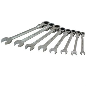 GRAY TOOLS 59808A - ENSEMBLE DE 8 CLÉS MIXTES À TÊTE ARTICULÉE À CLIQUET SAE