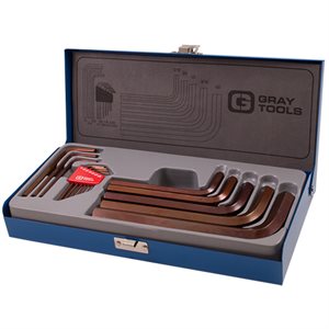 GRAY TOOLS 698115 - ENSEMBLE DE CLÉS HEX. À BRAS COURT SAE, 15 PIÈCES