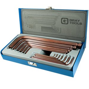 GRAY TOOLS 698513 - 13 PIECE SAE, LONG ARM BALL S2 HEX KEY SET, 1 / 16" - 5 / 8"