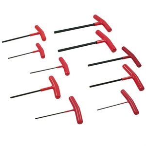 GRAY TOOLS 698610 - 10 PIECE SAE, T-HANDLE HEX KEY SET, 3 / 32" - 3 / 8"