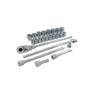 GRAY TOOLS HD25 - 26 PIECE 3 / 4" DRIVE, 12 POINT SAE, CHROME SOCKET & ATTACHMENT SET