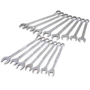 GRAY TOOLS MC215 - JEU DE CLÉS MÉTRIQUES CHROMÉES MIROIR, 12 PANS - 15 PIÈCES