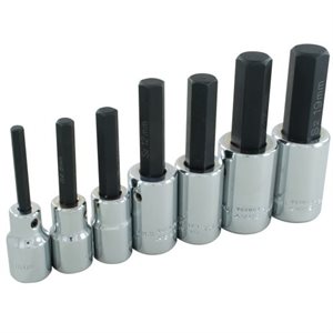 GRAY TOOLS MDW7LCP - 7 PIECE 1 / 2" DRIVE, METRIC HEX HEAD, CHROME SOCKET SET, 6MM - 19MM