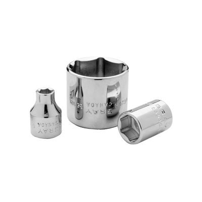 GRAY TOOLS MT23H - PRISE 3 / 8 PO DOUILLES STANDARD CHROMÉES MÉTRIQUES 6 PANS - 23 MM