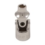 GRAY TOOLS MU5H - 5MM X 1 / 4" DRIVE, 6 POINT STANDARD LENGTH, UNIVERSAL JOINT SOCKET, CHROME FINISH