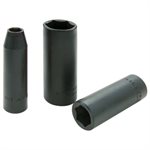 GRAY TOOLS PL2222 - 11 / 16" X 3 / 8" DRIVE, 6 POINT DEEP LENGTH, BLACK IMPACT SOCKET