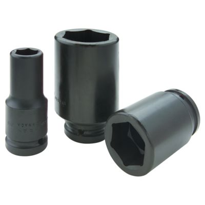 GRAY TOOLS PL2609 - 9 / 16" X 3 / 4" DRIVE, 6 POINT DEEP LENGTH, BLACK IMPACT SOCKET