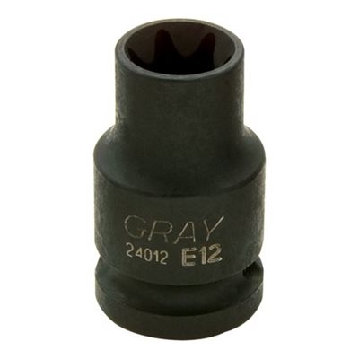 GRAY TOOLS 24012 - PRISE 3 / 8 PO DOUILLES TORX® FEMELLES POUR CLÉ À CHOCS - E12"