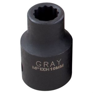 GRAY TOOLS MP10DH - 10MM X 1 / 2" DRIVE, 12 POINT STANDARD LENGTH, IMPACT SOCKET