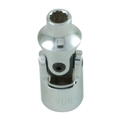 GRAY TOOLS VU16 - 1 / 2" X 1 / 4" DRIVE 12 POINT, STANDARD LENGTH, UNIVERSAL JOINT SOCKET, CHROME FINISH