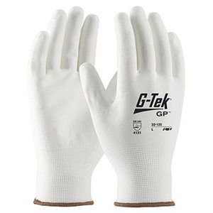 PIP G-TEK® GP33125 – GANTS POLYVALENTS EN TRICOT DE NYLON SANS COUTURE ENDUITS DE POLYURÉTHANE AVEC FINI LISSE SUR LA PAUME ET LES DOIGTS, BLANC, X-LARGE