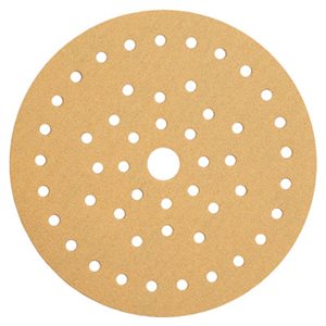 MIRKA 23-5MF-040 – GOLD MULTIFIT 42 HOLE GRIP DISCS, 5", GRIT 40, QTY. 50