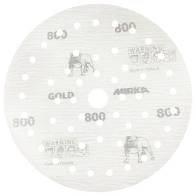 MIRKA 23-5MFF-2000 – GOLD FILM MULTIFIT 42 HOLE GRIP DISCS, 5", GRIT 2000, QTY. 50