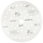 MIRKA 23-5MFF-800 – GOLD FILM MULTIFIT 42 HOLE GRIP DISCS, 5", GRIT 800, QTY. 50