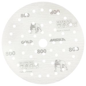 MIRKA 23-5MFF-1000 – GOLD FILM MULTIFIT 42 HOLE GRIP DISCS, 5", GRIT 1000, QTY. 50