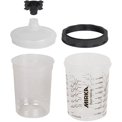 MIRKA 9190170180 – PAINT CUP SYSTEM 180 ML, FILTER LID 125µM, QTY. 50