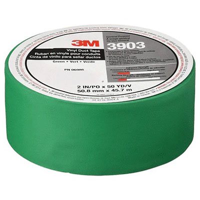 3M 7100145926 – RUBAN POUR CONDUITS EN VINYLE, 3903, VERT, 50,8 MM X 45,7 M (2 PO X 50 V), 24 / CAISSE