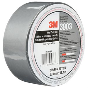 3M 7100145925 – VINYL DUCT TAPE, 3903, GREY, 2 IN X 50 YD (50.8 MM X 45.7 M), 24 PER CASE