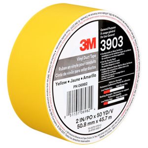 3M 7100146009 – RUBAN POUR CONDUITS EN VINYLE 3M(MC), 3903, JAUNE, 50,8 MM X 45,7 M (2 PO X 50 V), 24 / CAISSE