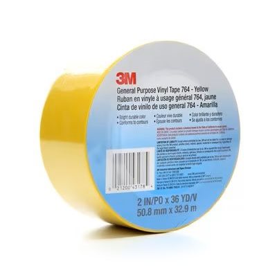 3M 7000028954 – RUBAN EN VINYLE À USAGE GÉNÉRAL 3M(MC), 764, JAUNE, 5,1 CM X 32,9 M X 0,1 MM (2,0 PO X 36,0 V X 5,0 MIL)