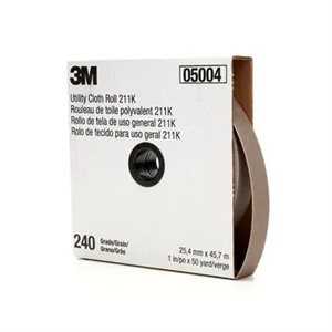 3M 7000118346 – ROULEAU DE TOILE ABRASIVE POLYVALENTE, 211K, GRAIN 240, 25,4 MM X 45,72 M (1 PO X 150 PI)