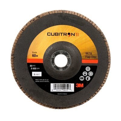 3M 7000148185 – CUBITRON™ II FLAP DISC, 967A, T27, 60+, Y-WEIGHT, 7 IN X 7 / 8 IN