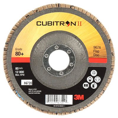 3M 7000148201 – CUBITRON™ II FLAP DISC, 967A, T29, 80+, Y-WEIGHT, 5 IN X 7 / 8 IN