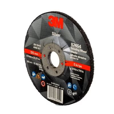 3M 7100141078 – SILVER DEPRESSED CENTER GRINDING WHEEL, 87454, T27, BLACK, 5 IN X 1 / 4 IN X 7 / 8 IN (12.70 CM X 6.35 MM)