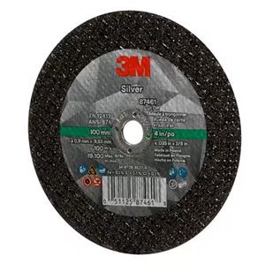 3M 7100139214 – SILVER CUT-OFF WHEEL, 87461, T1, BLACK, 4 IN X 0.04 IN X 3 / 8"-24 (10.16 CM X 1.02 MM)