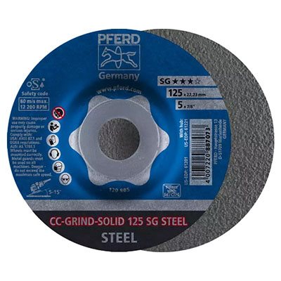 PFERD 61201 – 5" CC-GRIND®-SOLID 7 / 8" GRINDING DISC A.H. - SG STEEL