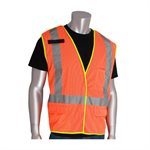 PIP PC3020210ORS – X-BACK MESH VEST, 3 POCKETS, 2 MIC TAB, HI-VIS ORANGE -SILVER BANDS, CSA Z96-15 CLASS 2, LEVEL 2