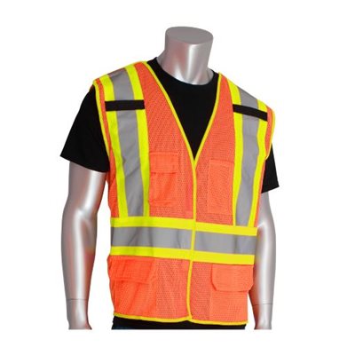 PIP PC3020211X – VESTE DE SÉCURITÉ 2 TONS EN TREILLIS ANSI CLASS 2 AVEC CAN / CSA Z96 «X-BACK BREAKAWAY», COULEUR ORANGE, 3X-LARGE