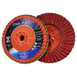 STAHL FORCE STAHL5ZC40 – 5" PREMIUM STANDARD DENSITY CERAMIC / ZIRCONIA FLAP DISC, TRIMMABLE BACK, 5 / 8"- 11 BUILT-IN THREAD, GRIT 40, 10 / BOX