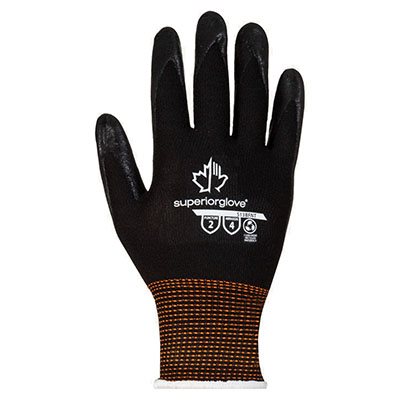 SUPERIOR GLOVE DEXTERITY® S13BFNT – GANTS À USAGE GÉNÉRAL COMPATIBLES AVEC LES ÉCRANS TACTILES, AVEC PAUMES EN NITRILE POUR UNE MEILLEURE ADHÉRENCE SUR SOL MOUILLÉ, LARGE