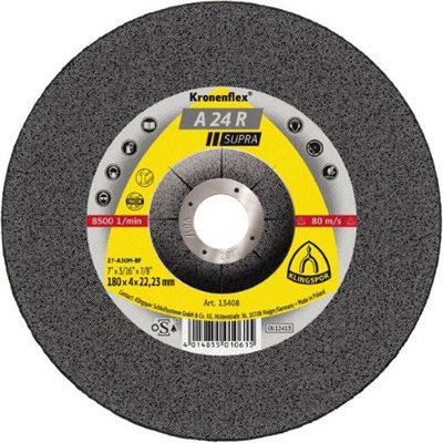 KLINGSPOR 13401 - KRONENFLEX® DEPRESSED CENTER GRINDING WHEELS 4-1 / 2 X 1 / 4 (6MM) X 7 / 8 A24R