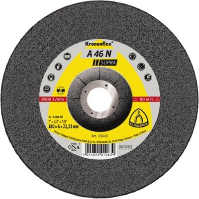 KLINGSPOR 13410 - KRONENFLEX® DEPRESSED CENTER GRINDING WHEELS 7 X 1 / 4 (6MM) X 7 / 8 A46N