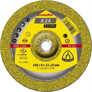 KLINGSPOR 13444 - KRONENFLEX® DEPRESSED CENTER GRINDING WHEELS 7 X 1 / 4 (6MM) X 7 / 8 A24EX